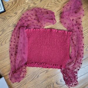 SHEIN Burgundy Polka Dot Mesh Wrap